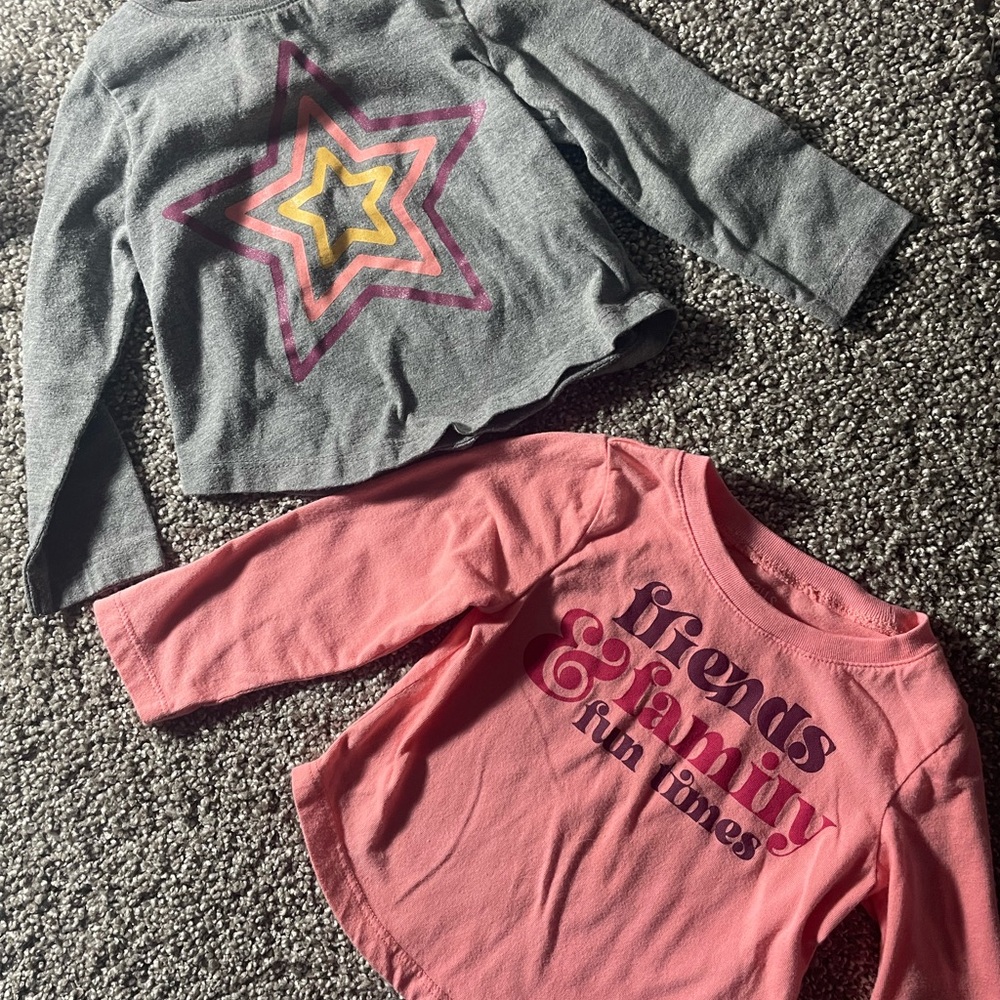 Gray and Pink Long Sleeve Toddler Shirts